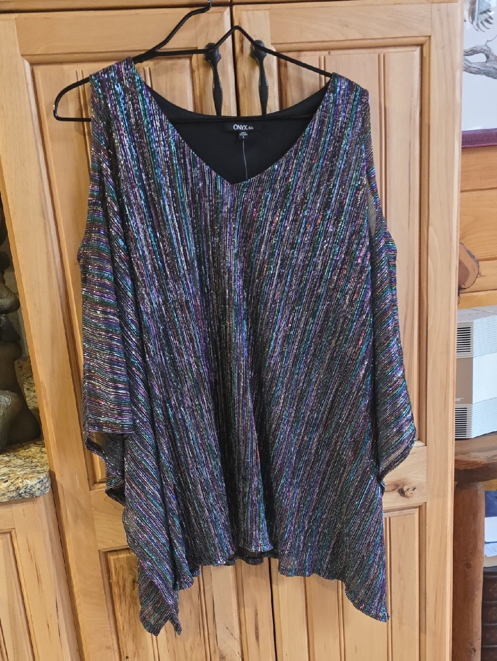 Onyx Nite Multicolor Metallic Stripe Top